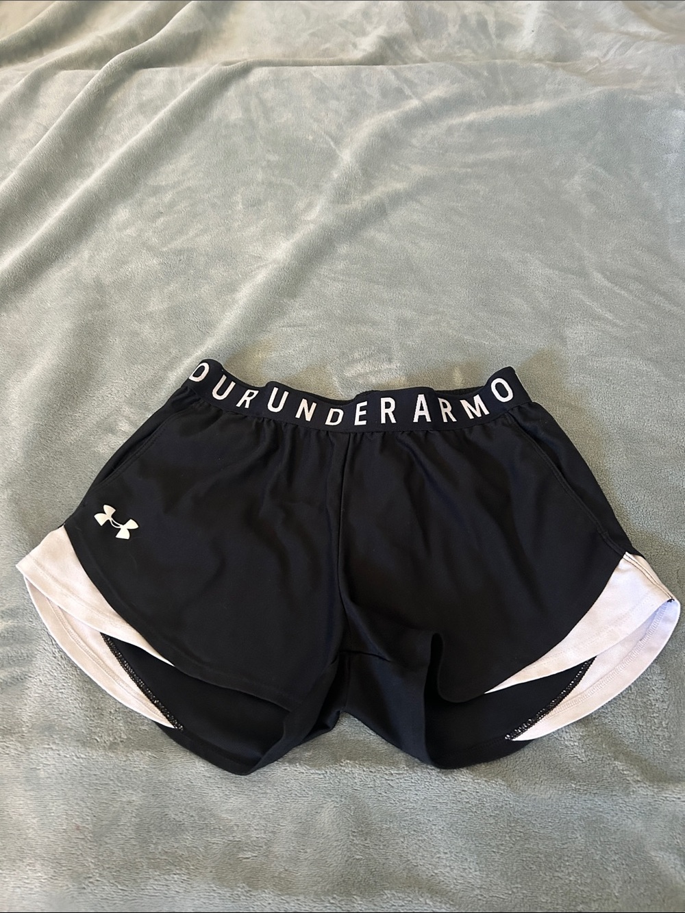 Under Armour Black Athletic Shorts with White Accents